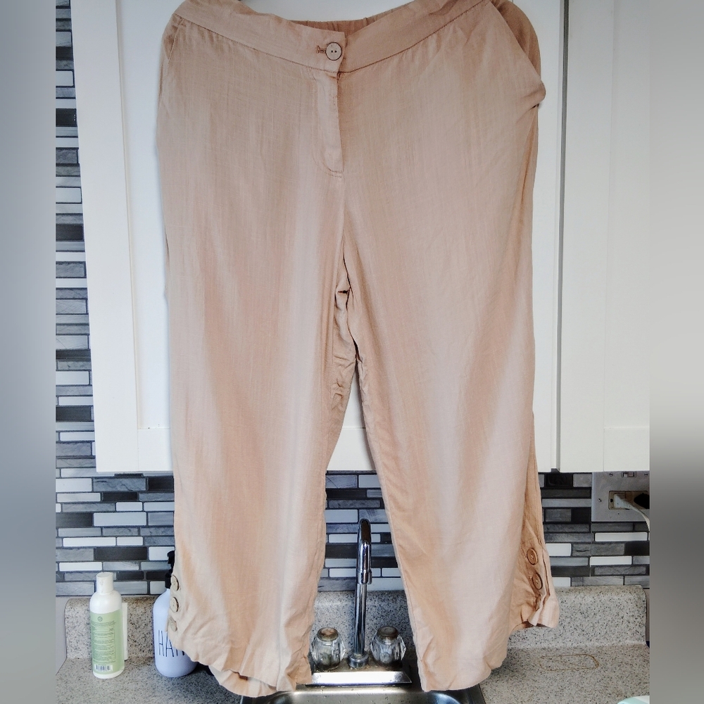 Ruby Rd Linen Blend Cropped Pants - Size 8 - Picture 1 of 4